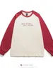 T-shirts pour hommes Spring and Automn Vin Red Raglan Sleeve à manches longues Couleur de contraste à manches