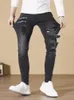 Streetwear Black Ripped Skinny Jeans Hommes Fashion Slim Hip Hop Denim Pantmènes Spring Casual Jeans For Men Jogging Jean Homme 231221