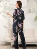 Viscose pour femmes Viscose plus taille S-XXXL PAJAMAS COUPE Long Pantalon Floral Pyjamas Femmes Femmes Habitations