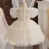 Girl's Dresses Baby 1st Birthday Baptism Dress for Girl Puff Sleeve Cute Toddler Kids Star Sequin Princess Dress Wedding Party Girls DressesL231222