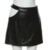 Skirts Autumn European American Fashion Hollow Out Sexy Women High Waist Japanese Punk Girls PU Leather Skirt