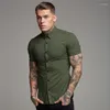 Casual shirts voor heren Summer Heren Business Plain Button Up Shirt Simple knappe top Fashion Trend Short-Sleeve Turn Down Collar