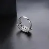 Обручальные кольца Hutang 4.2ct Natural Black Garnet Ring для женщин 925 серебряные кольца стерлингов Красное гранат драгоценный камень