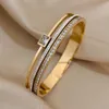 Bracelet de manchette en acier inoxydable de luxe pour femmes Bracelets de couleur argent en argent doré