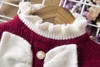 Vestidos de menina Vestido de lã de inverno para crianças meninas 2023 Novos vestidos de mangas compridas no pescoço de outono para 2-6 anos