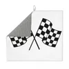 Bordmattor Pit Crew Checkered Flag Dish Drying Mat för kök Superabsorberande snabb torr mikrofiber racerbil racing rätter Dräneringsdynor