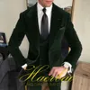 Suit for Men Business Velvet 3piece Szare Kurtka Kamizelka Formalne okrążenie kołnierza Blazer męskie ubrania 231221