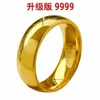 Rings Wedding Rings 24K Pure Plated Real 18k Yellow Gold 999 24k Plain Smooth Face Personality Money Seeking Couple Ring for Men and Wom