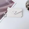 Fashion Woman Wallet Triangle Luxury Designer Saffiano Card Holder Key Coin Poss Prad Wallets Genuine Leather Mini Purse Bourse Womens Mens Credit Card Pocker Organizer