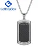 Men's Carbon Fiber Dog Tags Pendant Necklace With Chain 24 Stainless Steel Jewelry CB57A008 Necklaces248i