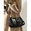 Y2K Women Korean Harajuku Goth Star Girl Black Hand Bag Fairy Grunge Aesthetic Wallet Shoulder Handbag Purses Baguette Tote Bags 231221