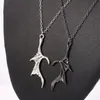 Pendant Necklaces Personality Punk Heart Wing Necklace Lovers Vinatge Bat Couples Set Fashion Jewerly248j