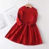 Mädchenkleider Bär Anführer Langarm Pullover Kleid Girls Prinzessin Baby Mädchen Kleidung süße Tutu Party Kleider Weihnachten Little Girl Pottenl231222