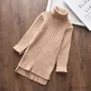 Girl's Dresses Menoea Toddler Baby Girls Winter Dress 2023 Autumn tröja kläder Solid Christmas Turtleneck kläder 2-7Y Little Kids Clothing