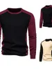 Camicie da uomo 2023 t-shirt autunno a maniche lunghe a pianta color bloccante equipaggio pullover camicia da fondo alla moda