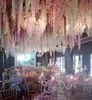 DIYシミュレーションのための人工アジサイのウィステリアの花結婚式アーチラッタンウォールハンギングホームパーティー装飾偽の花