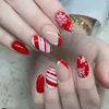 False Nails 24st Long Ballet Nail Decor Press On Extension Christmas Full Cover Manicure Jelly Lim