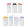 16oz Plastic Mason Jar PP Acrylic Single-Layer Cup med halm 500 ml Clear Mason Can PP Drinking Cup LL