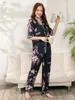 Viscose pour femmes Viscose plus taille S-XXXL PAJAMAS COUPE Long Pantalon Floral Pyjamas Femmes Femmes Habitations