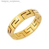 Band Rings Stainless Steel Men Rings 4mm Colorfast Gold Plated Great Wall Pattern Fashion Jewelry Ring For Women Valentine's Day GiftL231222