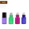Hot 1200Pcs 2ml Empty Mini Roll-On Glass Bottles WITH Metal Roller Ball Red Purple Blue Green Amber Clear Essential Oil Sample Bottles Tgjp