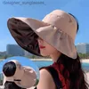 バイザー夏の女性の太陽の帽子大いに空っぽのトップ女性バイザーブラックビニールUV保護ガールボンネットアウトドアビーチ旅行サンシェードCL231218
