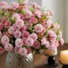 Decorative Flowers Artificial Bouquet Silk Small Rose Lilac Carnation Bridal For Wedding Party Home DIY Decoration