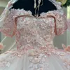 ピンクの恋人Quinceanera Dresses Flowers Aptique Lace Beads with Sweet 15 Girls Princess Vestidos 15 De Quinceanera