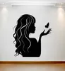 Beauty Salon Wall Sticker Girl Girl Butterfly Hairdressing Shop Sign Secana de ventana Decoración de calcomanías de vinilo Mural de transferencia extraíble A452 24580761