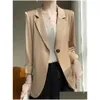 Damenanzüge Blazer Essigsäure Solid Color Anzug Jacke hochgrades lockere dünne Frühlings- und Sommer -Mode -Top 231116 Drop liefern dhcjz