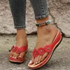 Flops Slippers Women Summer New 2022 PU Sewing Thong Sandals Vintage Women Shoes Wedge Platform Flip Flops Female Heels Slipper Mujer