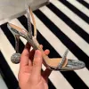 Aquazzura Sandals Women's Tak kochanie inkrustowany sztylet sztylet sandał 95 mm Sier Mirror Rhinestone Crystal Ball Mules