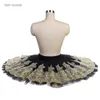 Scene Wear Black and Gold Professional Ballet Dance Tutu Kjol Practice Dancewear Repetition Platter Tutus Ballerina Half Bll563