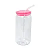 16oz Plastic Mason Jar PP Acrylic Single-Layer Cup med halm 500 ml Clear Mason Can PP Drinking Cup LL