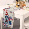 Opbergtassen American Independence Day Tafelloper katoen linnen tafelkleed decor voor 4 juli Keuken eetcounterdecoratie