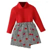 Clothing Sets Little Kids Baby Girls Valentine S Day Red Long Sleeve Shirt Love Plaid Skirt 2Pcs Fall Winter Outfits Set