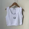 Summer Tank Top Women Designer Fashion Knitted Sleeveless Vest Embroidered Woven Band Shirt