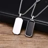 Pendant Necklaces Hiphop Men Stainless Steel Black Square Rectangle Tag Charms Box Link Chains DIY Name Necklace Fashion Jewelry