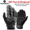 Rockbros Cycling Gloves Thermal Autumn Winter Gloves Windproect SBR Pekskärm Bike Handskar Full Finger Suffsäker sporthandskar 231221