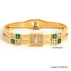 Bracelet Greatera Exquis en acier inoxydable Bracles pour les femmes bracelets en zircon vert enrichis en or.