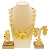 Women Necklace Earrings Ring Bracelet Jewelry Set Bud Pendant Gold Plated Luxury Nigeria Dubai 231221