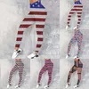 Leggings femininas Mulheres casuais quatro de julho do Dia da Independência Esportes Impresso Pants ioga de cintura alta para os bolsos soltos