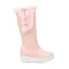 Sneeuwschoenen zwart roze witte vrouwen winter warme wiggen knie hoge vrouwelijke kwaliteit platform bont pluche long laarzen moeder 231221 11