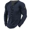 Men's T Shirts Men Clothing Harajuku Arrivals 2023 Outdoor Retro Lace Up Hooded Long Sleeve T-shirt Autumn Solid Casual Top Camisetas