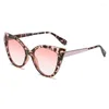 Lunettes de soleil vintage Cat Eye Femmes Men Big Frame Brand Designer Gradient Cateyes Sun Gernes UV400 Femme Leopard