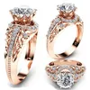 Wedding Rings Real 14K Rose Gold Microinlaid 1 Carat Diamond Ring Women White Topaz Gemstone Anillos Bizuteria Sparkling Dainty Rings Box 231222
