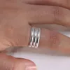 Eheringe echte 925 Sterling Silver Spring Ring Einfacher mehrschichtiger eleganter Schmuck Eröffnung Haken Punk Ring 231222