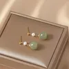 Kolczyki Dangle Vintage Jade Stud for Women Fashion Korean Trend Unikalny projekt Elegancki cyrkon zielona biżuteria na imprezę opalową