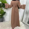 Ethnische Kleidung plusgröße muslimische Kleider Frauen Party Dubai Abayas Solid Color Slim Maxi Islam Langarm