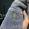 Herr jeans ankomst avslappnad höst vinter denim byxor high-end sträcka varm för män mager fit förtjockas långa byxor man